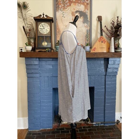 Anthropologie Striped Midi Dress - Navy and White - Picture 3 of 16
